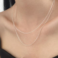 A43744 s925 sterling silver trendy sweet unique simple double layered necklace