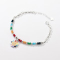 A34972 s925 sterling silver colorful sun smile charm bracelet