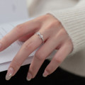 A38048 s925 sterling silver hollowed butterfly simple big square sweet ring