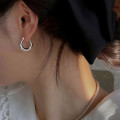 A42767 s925 sterling silver elegant circle hoop design grade earrings