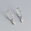 A43828 s925 sterling silver elegant weave square rhinestone earrings
