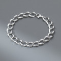 A41589 s925 sterling silver unique geometric charm statement wide design bracelet