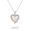 A43041 s925 sterling silver heart initial heartshape cubic zirconia necklace