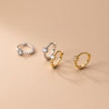 A32359 s925 sterling silver chic rhinestone hoop earrings