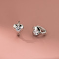 A43561 s925 sterling silver dainty trendy sweet rhinestone heart ear buckle