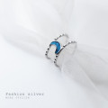 A36288 s925 sterling silver doublelayer blue moon unique chic ring