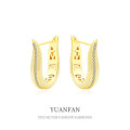 A38622 sterling silver big gold metal geometric cubic zirconia earrings