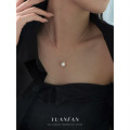 A43029 s925 sterling silver simple fashion pearl elegant pendant choker necklace