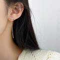 A44569 s925 sterling silver rhinestone butterfly fringe string stud earrings