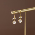 A35655 s925 sterling silver opal bow short earrings