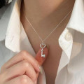 A43713 sterling silver heart key simple elegant necklace