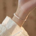 A40820 s925 sterling silver pearl charm bracelet