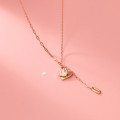 A34505 s925 sterling silver sparkling heart asymmetric chainY necklace