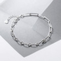 A42127 s925 silver simple geometric charm elegant oval bracelet