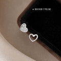 A44437 s925 sterling silver trendy sweet rhinestone heart symmetric stud earrings