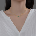 A36901 s925 sterling silver teardrop green rhinestone trendy sweet necklace