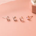 A43605 s925 silver glass cute elegant circle stud earrings