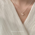 A43935 s925 sterling silver trendy sweet crystal heart necklace