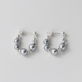 A43827 s925 sterling silver hoop stud earrings
