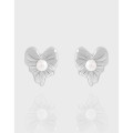 A43270 design heart pearl stud sterling silver s925 earrings