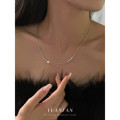 A43002 s925 sterling silver unique chain bar pearl design necklace