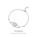 A38617 sterling silver heart charm cubic zirconia bracelet