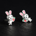 A39020 s925 sterling silver rabbit stud design earrings