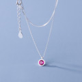 A38448 s925 sterling silver rhinestone circle sweet design elegant necklace