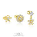 A44347 s925 sterling silver rhinestone flower stud earrings
