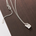 A45345 s925 silver initial square geometric letter necklace