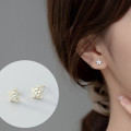 A35742 s925 sterling silver fashion chic rhinestone flower earrings