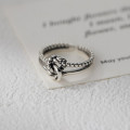A45118 s925 sterling silver vintage dainty simple thai twist ring