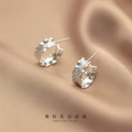 A32375 s925 sterling silver chic irregular wrinkled lace earrings