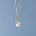 A44818 s925 sterling silver rhinestone snowflake christmas necklace