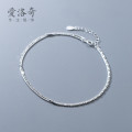 A33374 s925 sterling silver simple doublelayer anklet fashion trendy chic bracelet
