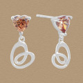 A45674 heart cubic zirconia stud sterling silver s925 heartshape earrings