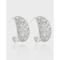 A40949 unique hollowed rhinestone geometric braided s925 sterling silver stud earrings