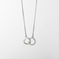 A36757 s925 sterling silver simple design double circle geometric necklace