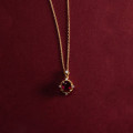 A45048 s925 sterling silver vintage geometric oval rhinestone elegant necklace