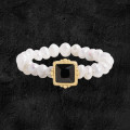A45071 natural pearl square cubic zirconia sterling silver s925 ring