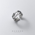 A34318 s925 sterling silver silver vintage doublelayer ring