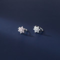 A35793 s925 sterling silver snowflake christmas sparkling flower piercing earrings