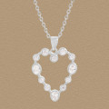 A45912 cubic zirconia heart pendant sterling silver s925 heartshape necklace