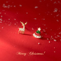 A44804 sweet symmetric christmas tree rhinestone deer stud earrings