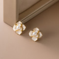 A35574 s925 sterling silver goldplated flower earrings
