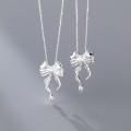 A41900 s925 sterling silver butterfly fringe design necklace