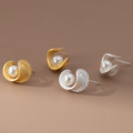 A40682 s925 sterling silver artificial pearl stud elegant earrings