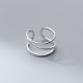 A36148 s925 sterling silver trendy multilayer adjustable laye simple ring