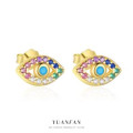 A45844 stud colorful cubic zirconia green turquoise fashion unique earrings