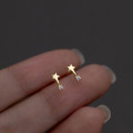 A43471 s925 silver stars stud rhinestone trendy sweet earrings